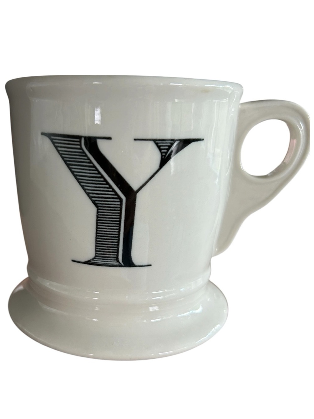 Anthropologie Monogram “Y” White Footed Ceramic Coffee Mug